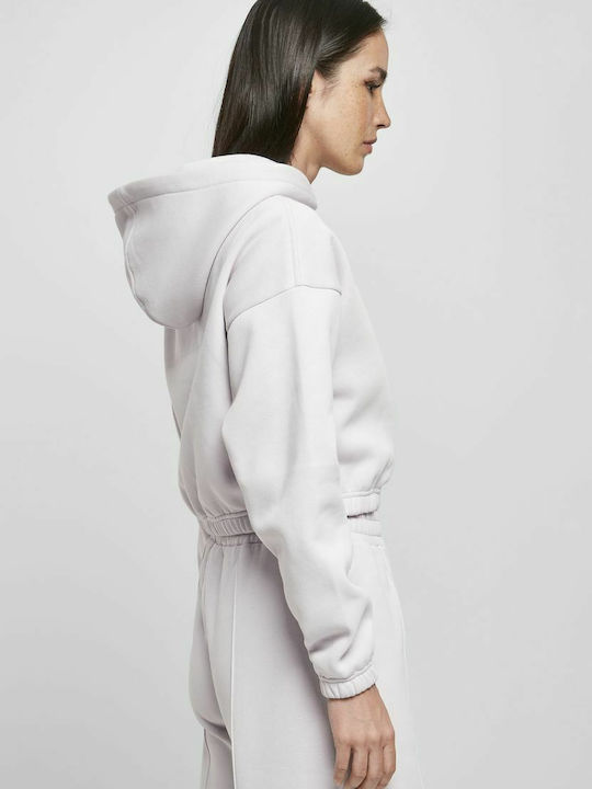 Gekürzt Damen Sweatshirt Kapuzen Gray