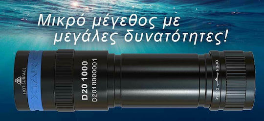 XTAR D20 Φακός Κατάδυσης Επαναφορτιζόμενος LED με Φωτεινότητα 1000lm για Βάθος έως 50m