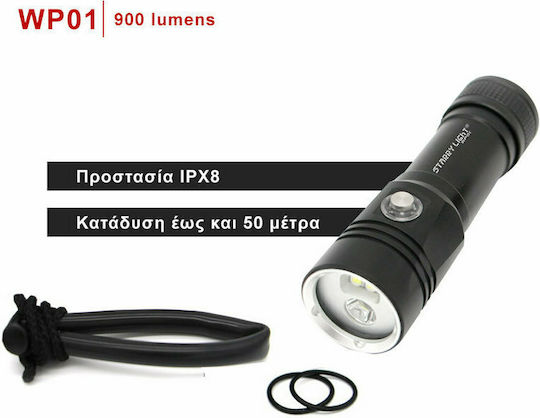 Solarstorm Φακός Κατάδυσης LED mit Helligkeit 900lm für Tiefen bis 50m