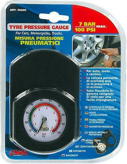 Lampa Analog Tire Pressure Gauge 100 psi 74000