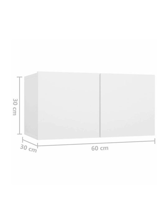 Wand Wohnzimmerschrank aus Spanplatte Weiß 60x30x30cm