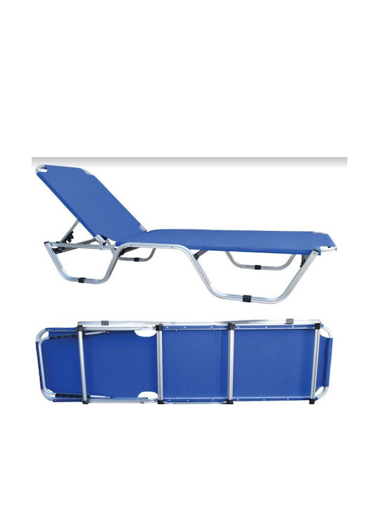 Deckchair Aluminum with Textilene Fabric Blue 191x60x30cm.