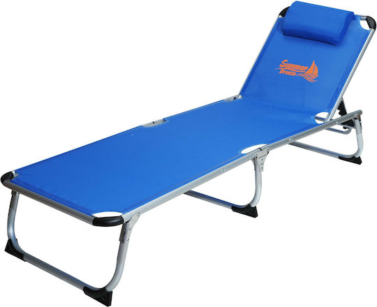 TnS Summer Breeze Strandliege Blau Klappbar Aluminium mit Kissen 188x58x30,5cm