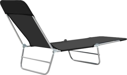 vidaXL Strandliegen Schwarz Faltbar 182x56x24.5cm. 2Stück