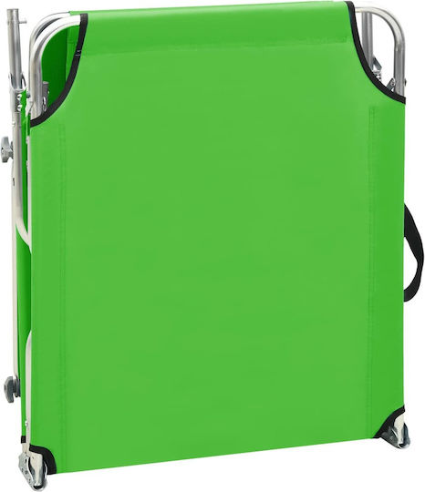 vidaXL Foldable Aluminum Beach Sunbed Green with Shader 187x57.5x27cm