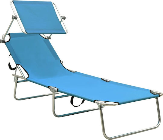 vidaXL Foldable Aluminum Beach Sunbed Blue with Shader 187x57.5x27cm