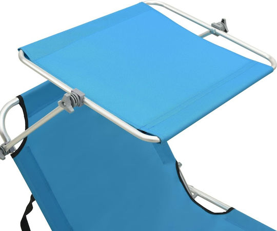 vidaXL Foldable Aluminum Beach Sunbed Blue with Shader 187x57.5x27cm