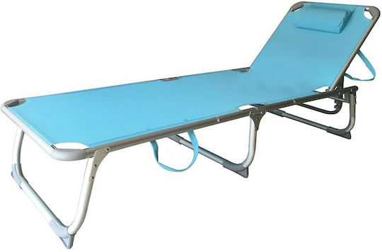 Strandliegen Hellblau Faltbar mit Kissen 190x60x30cm. 1Stück