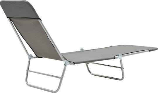 vidaXL Foldable Steel Beach Sunbeds Gray 182x56x24.5cm 2pcs
