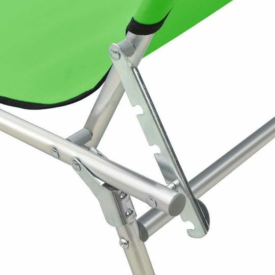 vidaXL Șezlong de plajă Verde Pliere Oțel cu Parasolar 189x58x27cm