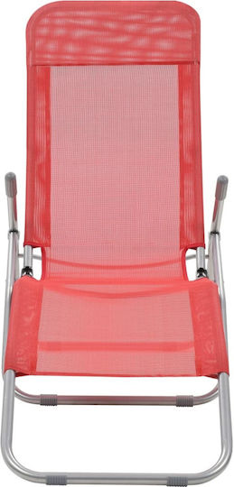 vidaXL Folding Beach Sunbeds Red Steel 142x60x97cm 2 Pieces