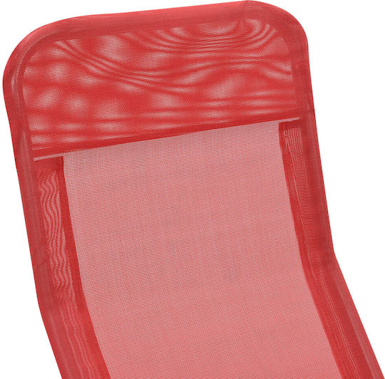 vidaXL Folding Beach Sunbeds Red Steel 142x60x97cm 2 Pieces