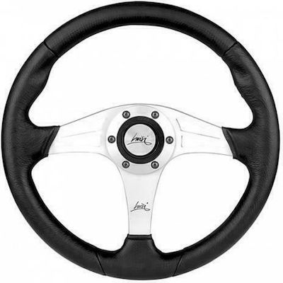 Luisi Grinta Three Spoke Car Steering Wheel with 35cm Diameter Silver/Black /LU