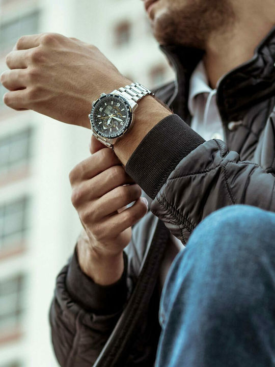 Citizen Promaster Herrenuhren 46mm Chronograph Batterie mit Silber Rostfreiem Stahlarmband