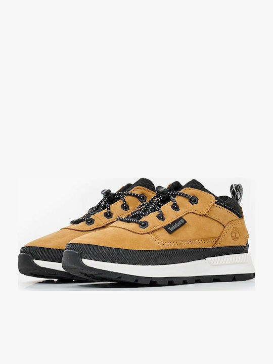 Field Trekker Leather Kids Boots with Laces Yellow