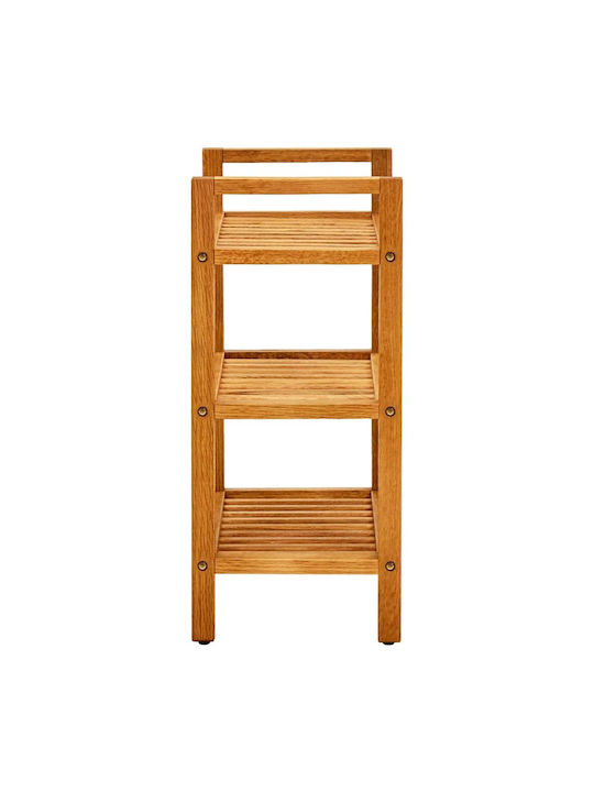 Suport pentru pantofi din Lemn Masiv cu 3 Rafturi Oak L50xW27xH60cm