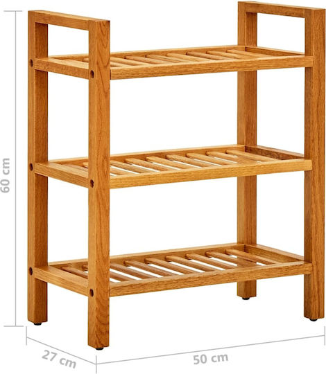 Shoe Organizer with 3 Shelves Oak 50x27x60cm