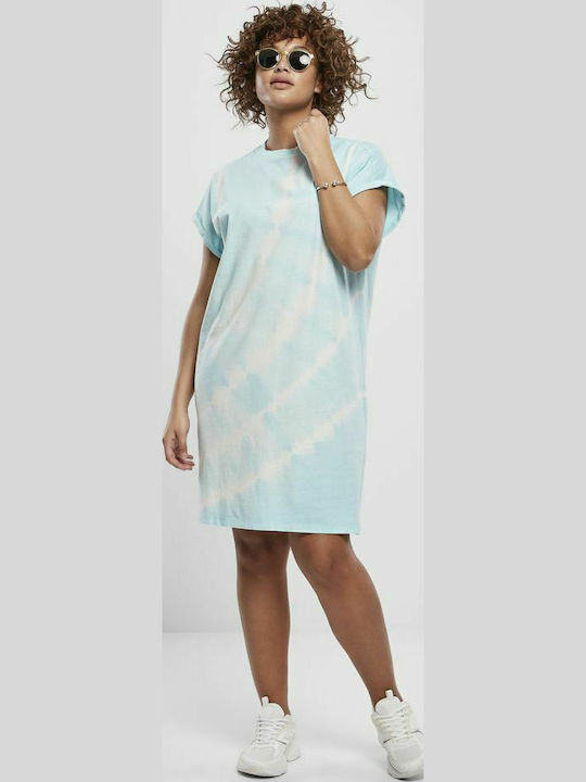 Summer Mini Athletic Dress T-Shirt Short Sleeve Light Blue