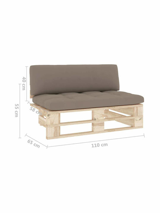 Zweisitziges Sofa Außenbereich aus Paletten mit Kissen 110x65x55cm