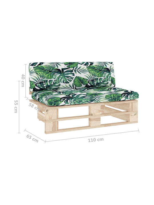 Zweisitziges Sofa Außenbereich aus Paletten mit Kissen 110x65x55cm