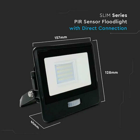 V-TAC Waterproof LED Floodlight 20W Natural White 4000K with Motion Sensor IP65