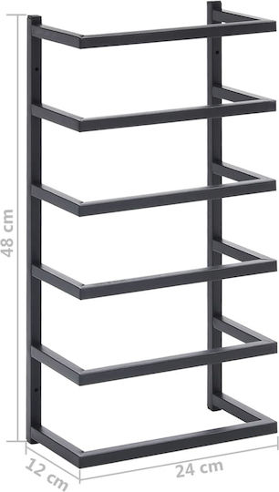 vidaXL Wall-Mounted Bathroom Ladder with 6 Positions ​24x48cm Black