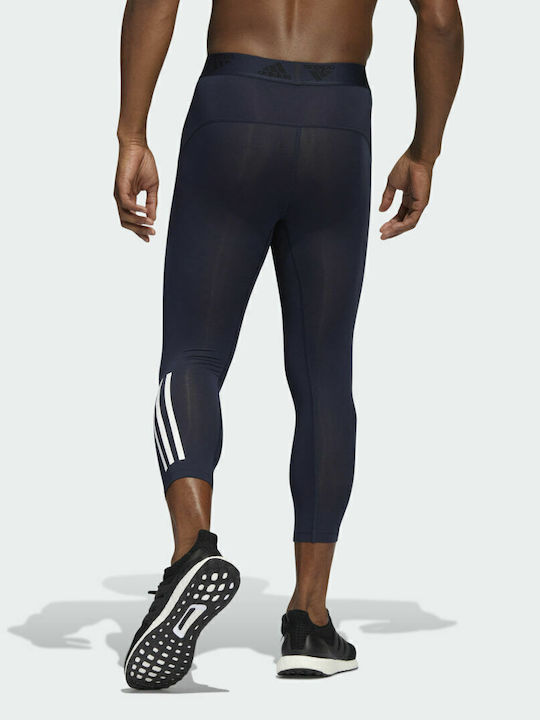 adidas Techfit 3/4 3-Stripes Ανδρικό Αθλητικό Κολάν Compression Capri Μπλε