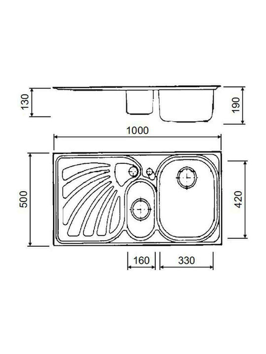 Macart Suter SL-100 Ένθετος Νεροχύτης Δεξιός Inox Σαγρέ Μ100xΠ50cm Ασημί