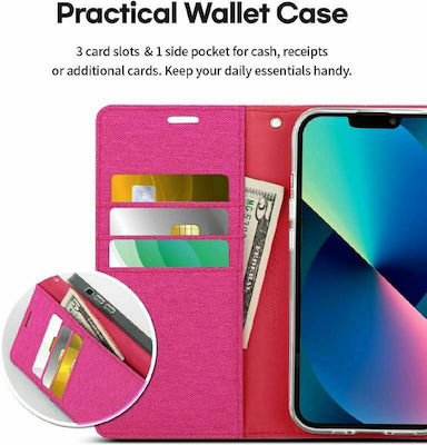 Mercury Canvas Diary Fabric Wallet Pink (iPhone 13 mini)