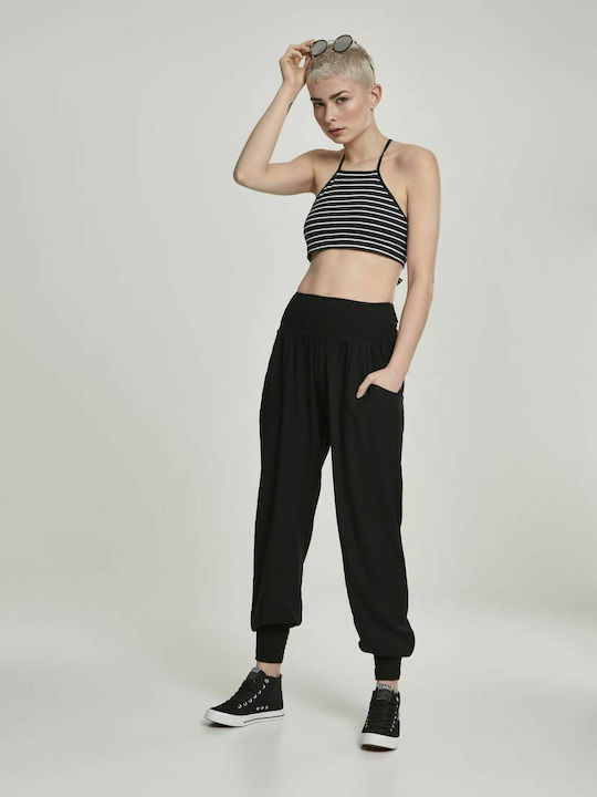 Femei Talie înaltă Din material textil Pantaloni cu elastic Neagră