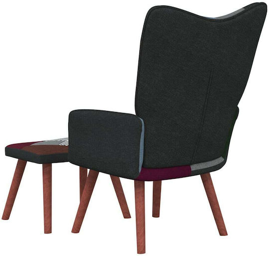 Ohrensessel mit Fußhocker Patchwork 61.5x69x95.5cm