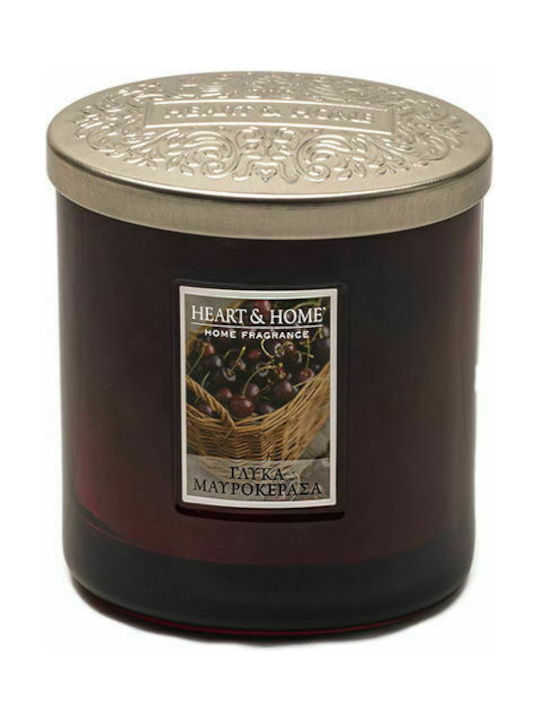 Heart & Home Scented Soy Candle Jar with Scent Black cherry sweets Purple 115gr 1pcs