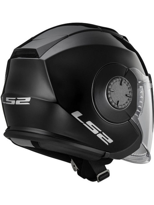 LS2 Verso OF570 Solid Jet Helmet with Sun Visor 1250gr Gloss Black KR3297