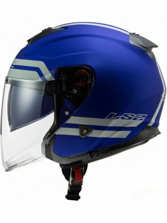 LS2 Infinity OF521 Hyper Blue Matt Κράνος Μηχανής Jet 1250gr με Sunvisor