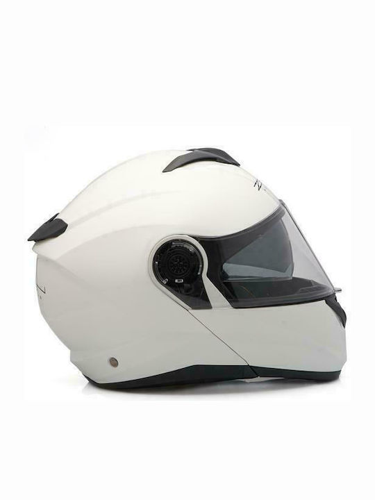 Zen ZN 908 Alb Casca Moto Flip-Up ECE 22.05 cu Sunvisor