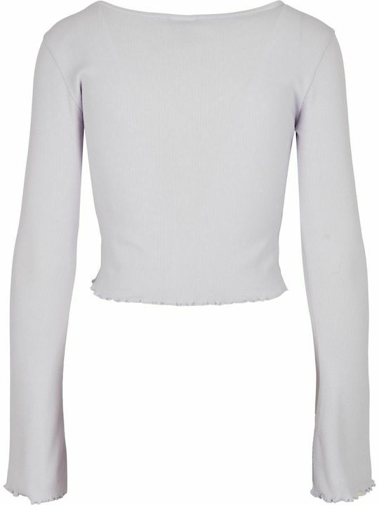 Short Women's Knitted Cardigan with Buttons Purple