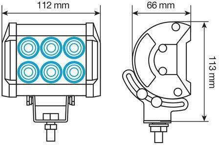 Lampa WL-6 Squareς Waterproof Headlights Car LED Universal 9 - 32V 18W 11.2cm with White Lighting 1pcs