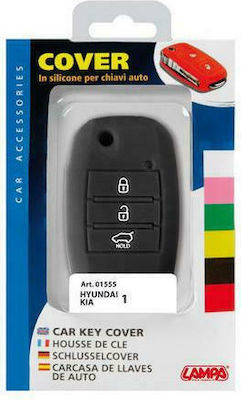 Silicone Car Key Cover Case Type-1 with 3 Buttons for Hyundai / Kia Black L0155.5