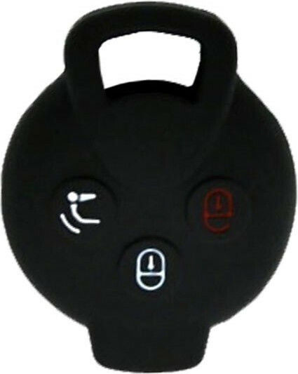 Silicone Car Key Cover Case with 3 Buttons for Smart Black