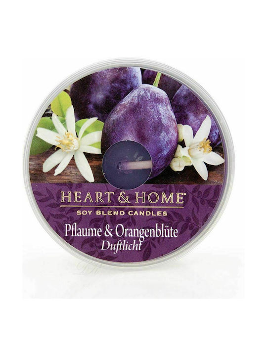 Heart & Home Duftendes Sojakerze Gefäß mit Duft Pflaume & Orangenblüte Lila 38gr 1Stück