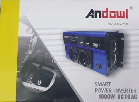 Andowl QY-7011 Car Inverter Modified Sinewave 1000W to Converter 12V DC in 220V AC with 2xUSB