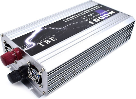TBE T12P1500I Car Inverter Pure Sinewave 1500W to Converter 12V DC in 220V AC