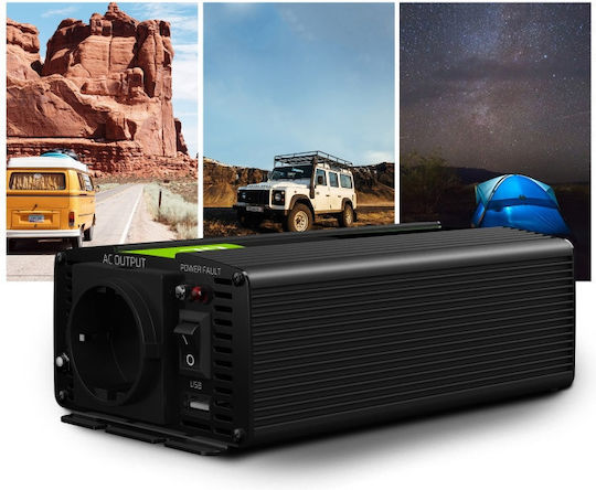 Green Cell Power Инвертор за кола Модифицирана синусоидална вълна 1500W за преобразуване на 24V DC в 230V AC с 1xUSB