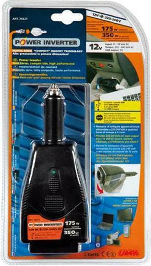 Lampa Invertor Auto 175W pentru Convertirea 12V DC în 220V AC cu 1xUSB