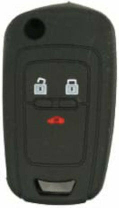 Silicone Car Key Cover Case with 3 Buttons for Chevrolet Black