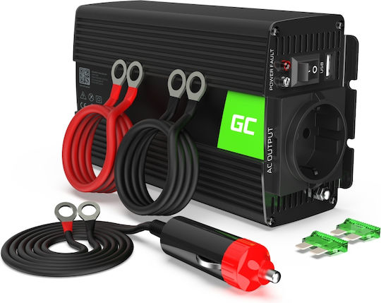 Green Cell Инвертор за кола Чиста синусоидална вълна 300W за преобразуване на 24V DC в 230V AC с 1xUSB