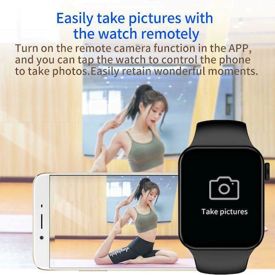 T100 Plus 42mm Smartwatch με Παλμογράφο (Μαύρο)