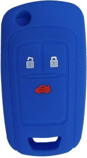 Silicone Car Key Cover Case with 3 Buttons for Opel Blue