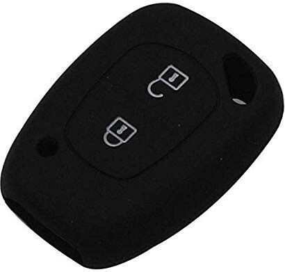 Silicone Car Key Cover Case with 2 Buttons for Nissan / Opel / Renault Black