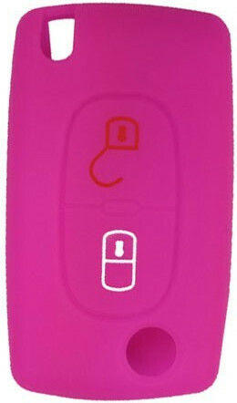 Silicone Car Key Cover Case with 2 Buttons for Citroen / Peugeot Pink